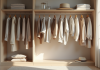 Armoire organisée avec vêtements neutres et accessoires