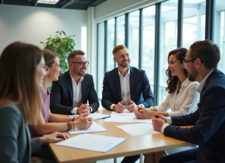 Valoriser la diversité en milieu de travail : 5 conseils efficaces de gestion des ressources humaines Groupe de professionnels discutant dans un bureau lumineux