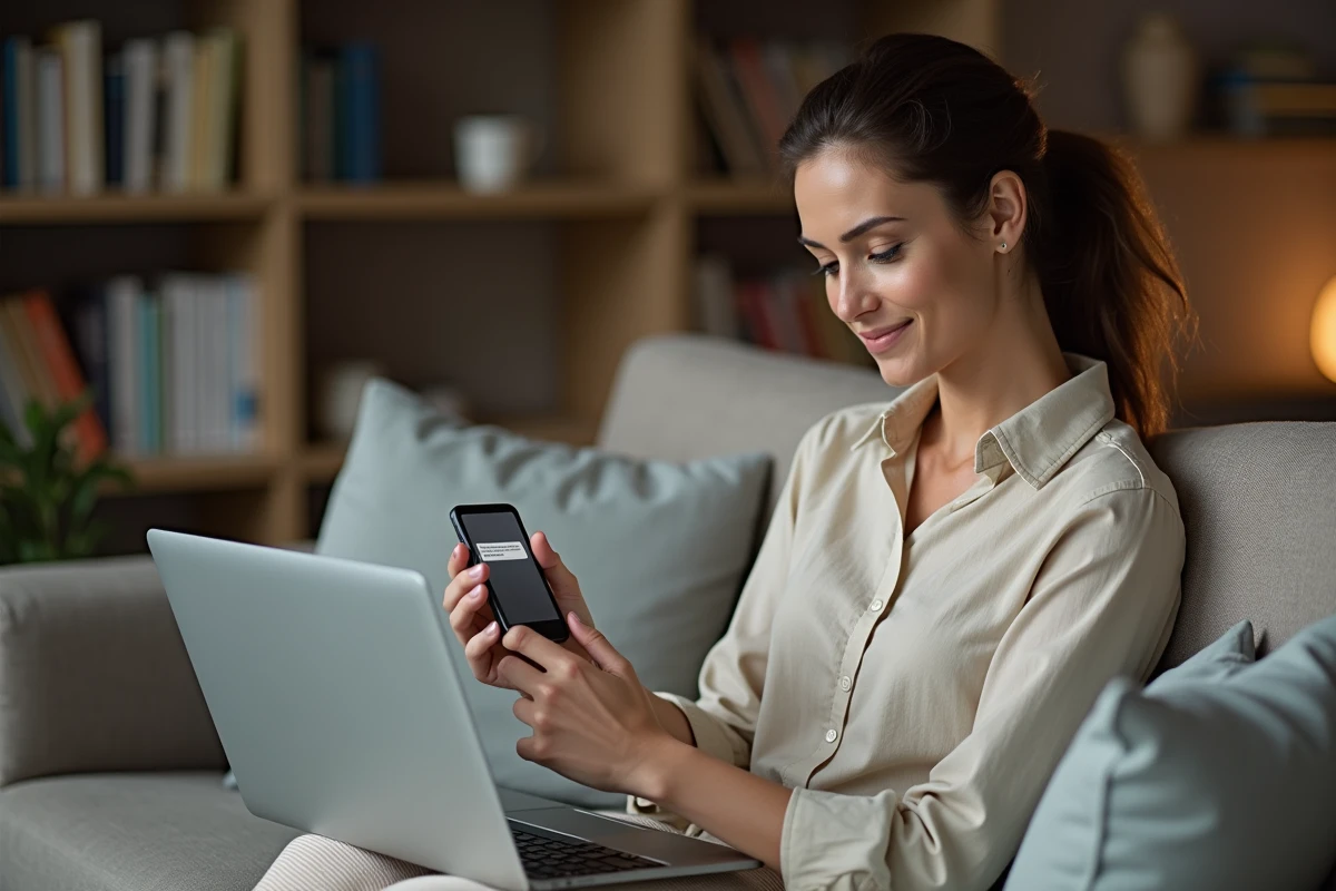 Femme consultant son téléphone face à une erreur de connexion en essayant d'accéder à l'adresse Padraz