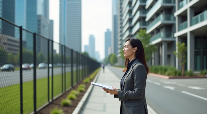 Terrain en zone urbaine : comment déterminer son statut ? Femme d'affaires examine un terrain vacant en ville