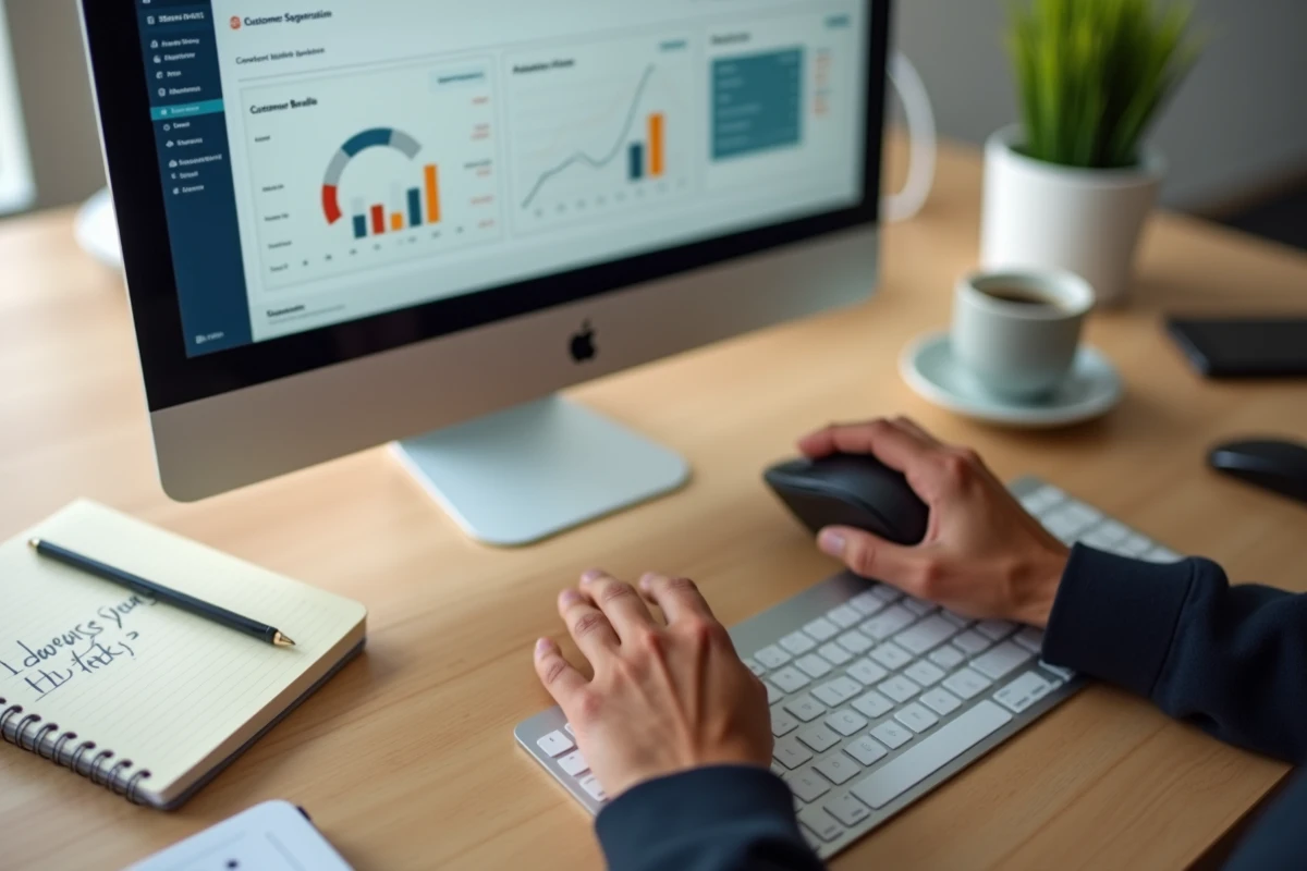 Gros plan sur une main configurant les paramètres de panier moyen sur une plateforme SaaS e-commerce