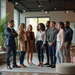 Inclusivité : comment favoriser un environnement accueillant et diversifié ? Groupe divers d'adultes dans un bureau moderne convivial