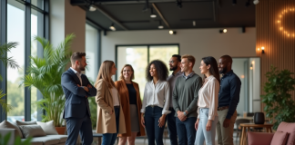 Inclusivité : comment favoriser un environnement accueillant et diversifié ? Groupe divers d'adultes dans un bureau moderne convivial