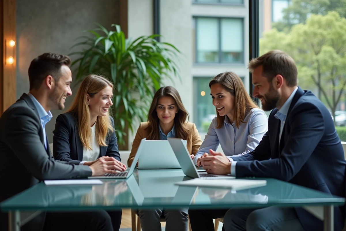 Groupe de professionnels collaborant dans un bureau moderne