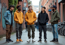 Groupe de jeunes adultes en streetwear dans la ville