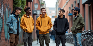 Groupe de jeunes adultes en streetwear dans la ville