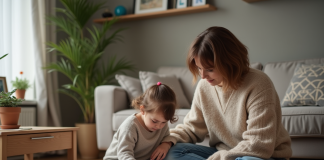 Femme aidant sa fille à faire ses devoirs à la maison