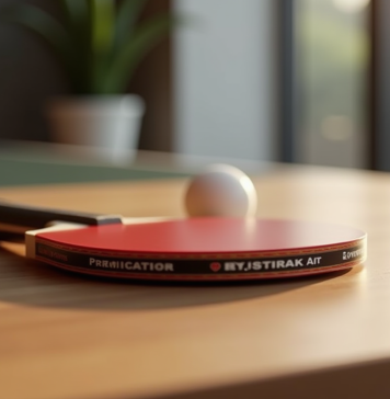 Raquette de tennis de table sixstar sur une table en bois