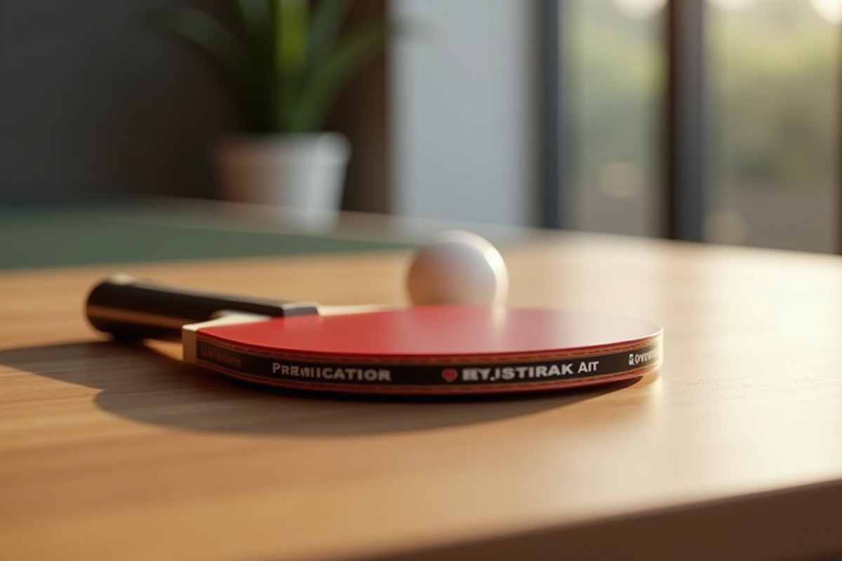 Raquette de tennis de table sixstar sur une table en bois